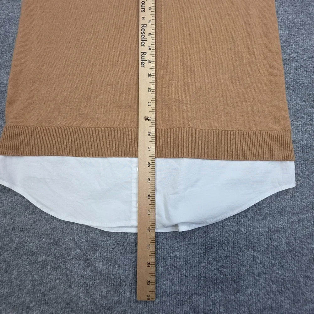 STAUD Fern Dress Collared Women's XS Brown White Long Sleeve Cotton Wool NWT - Picture 10 of 14